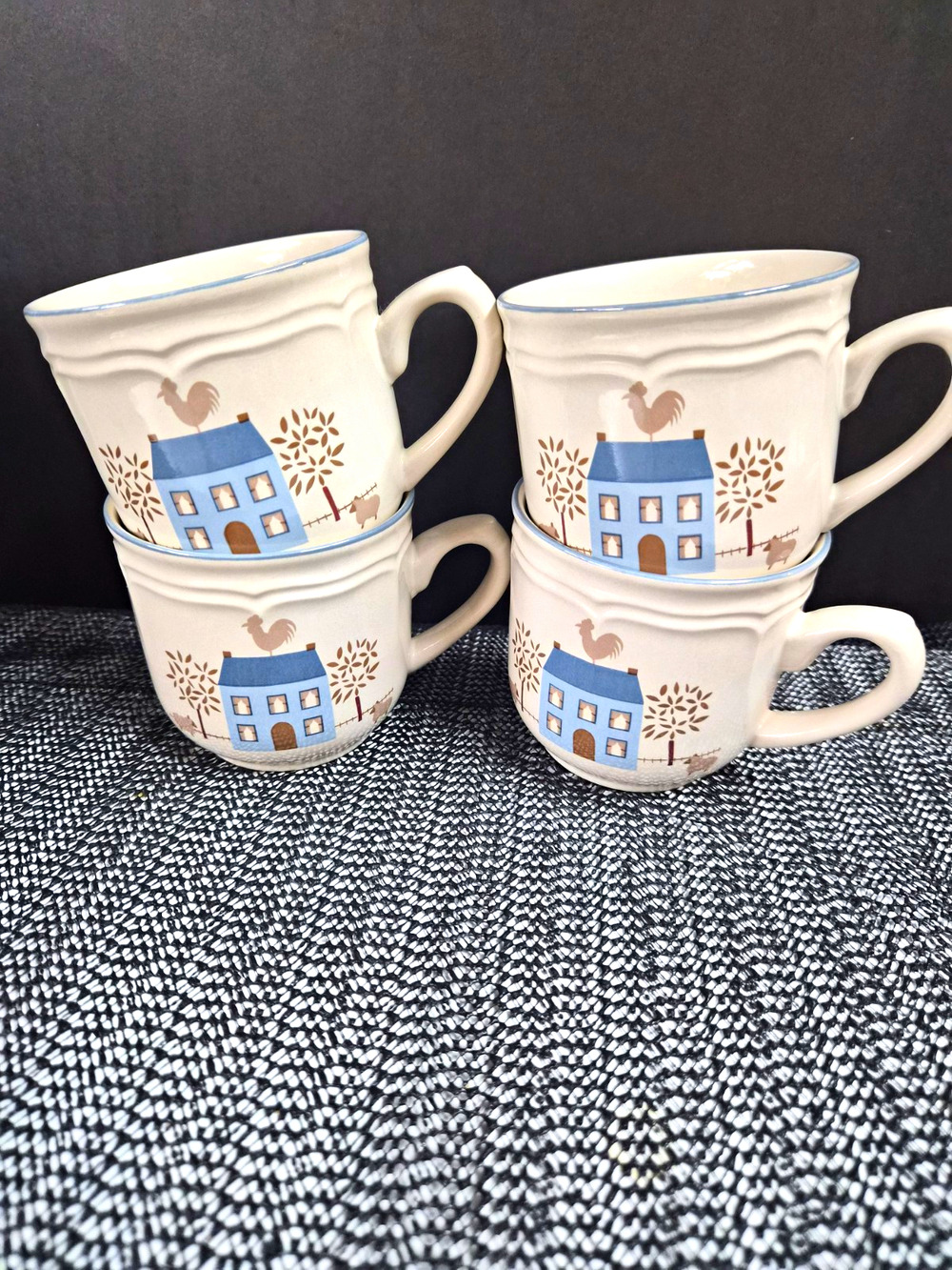 Vintage International Stoneware Japan Heartland Farmhouse Mugs Set of 4